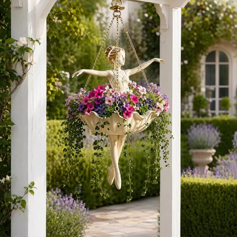 Spider Plant Hanging - Hängender Blumentopf aus Kunstharz mit Ballerina-Motiv,