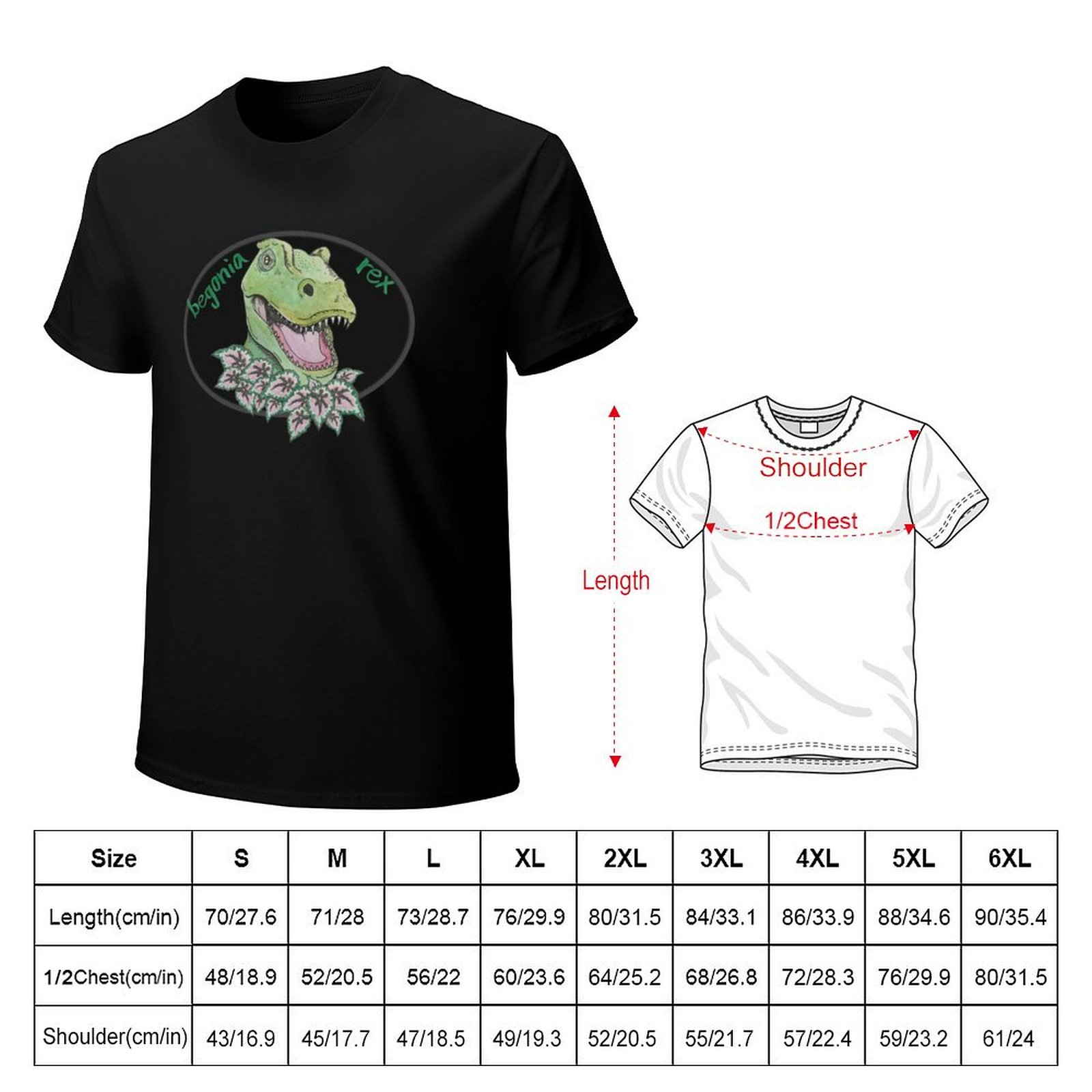 T-Rex-Begonie-T-Shirt, lässige – Begonia Rex Bewertung und Preis
